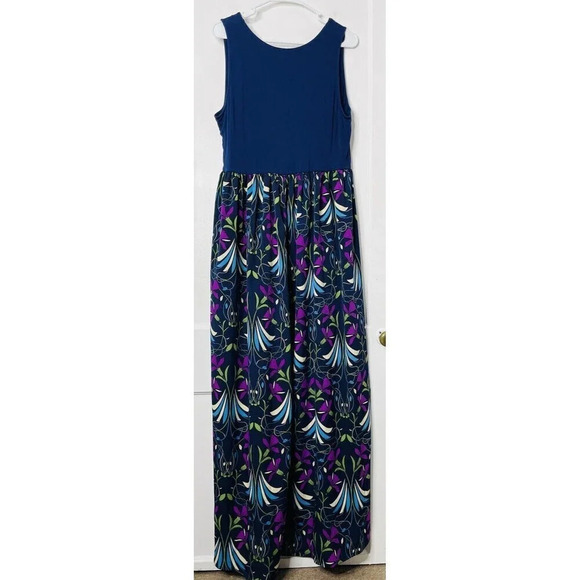 Modcloth Maxi Dress XL Floral Side Slit Sleeveless Cottagecore Faux Wrap Stretch - Picture 3 of 9